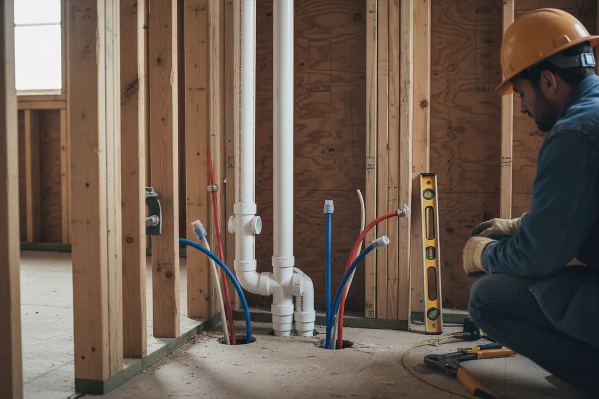 Drain and supply rough-in during Toilet Repair and Installation in Langley