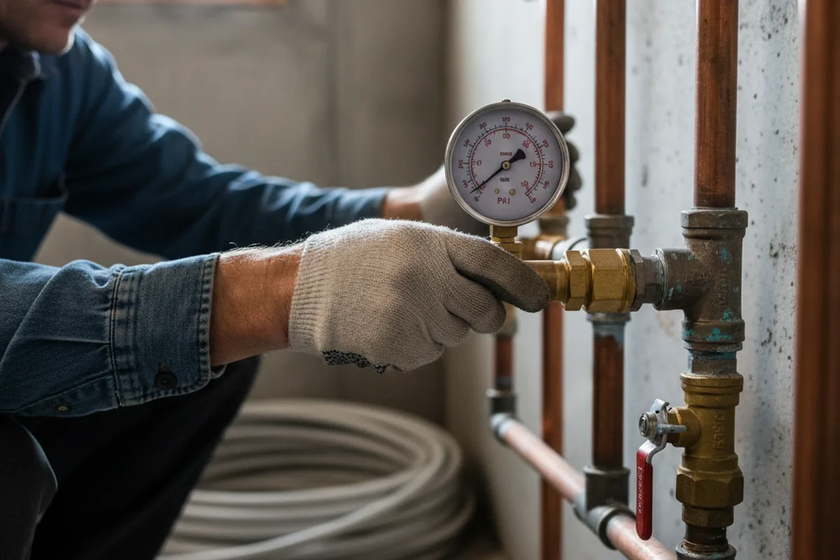Pressure testing a repaired line during Water Line Repair in Langley